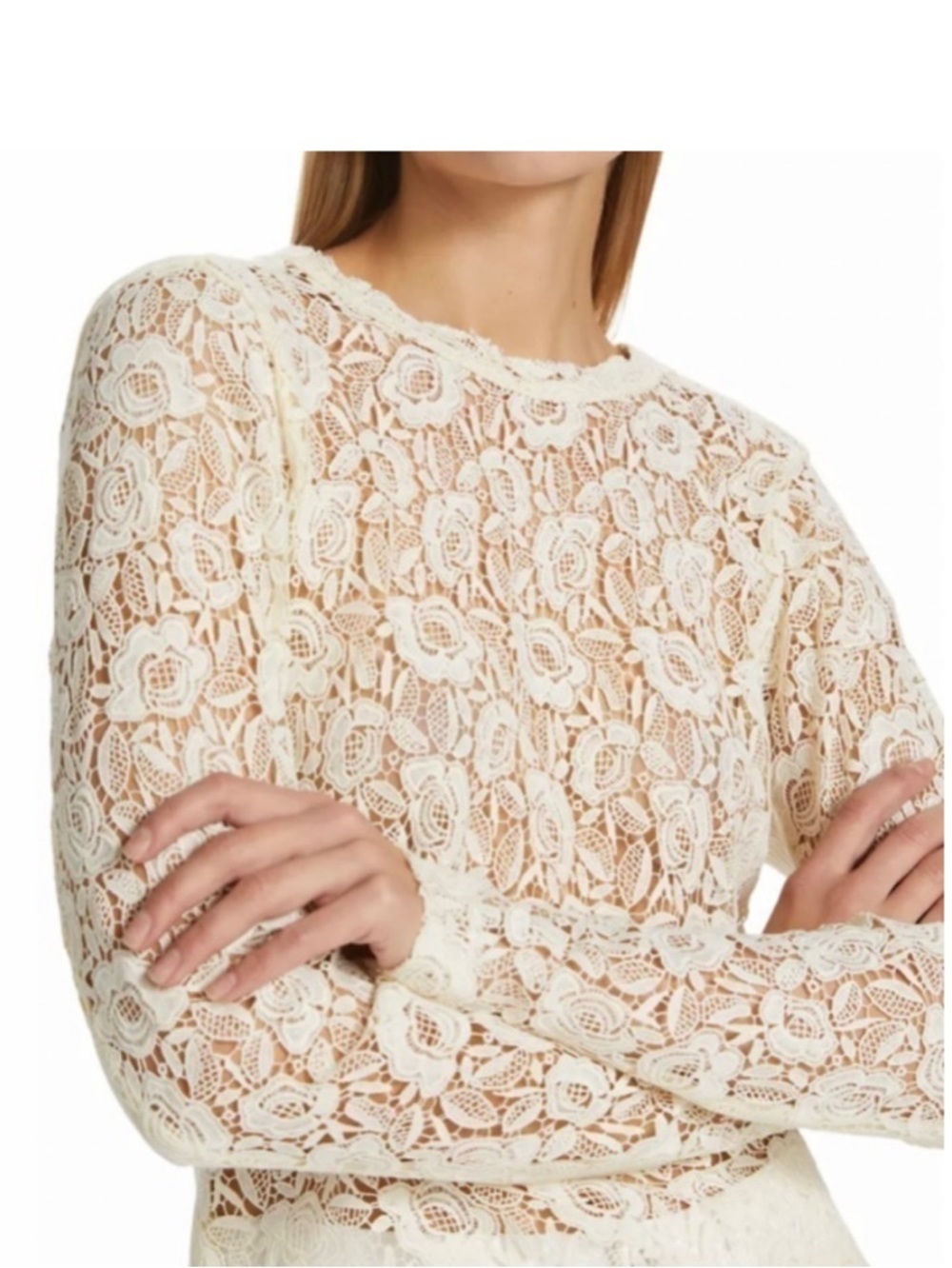 7 for All Mankind Guipure Lace Wool Blend Sweater Size Small New NWT